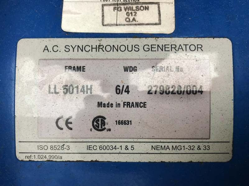 FG Wilson Perkins Diesel Generator 250kVA